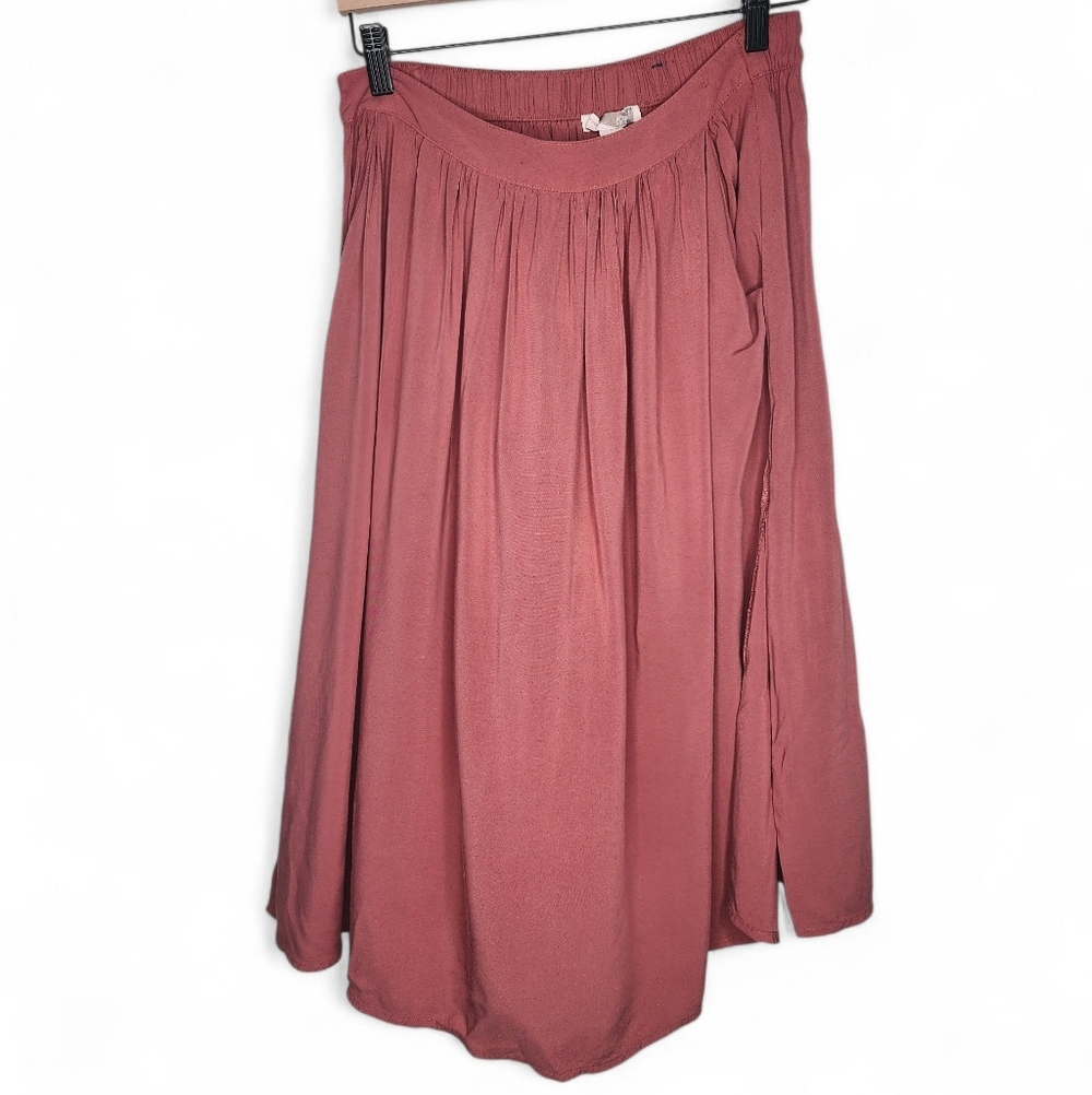 Forever 21 Side Slit Full Midi Skirt in Terracotta Size M